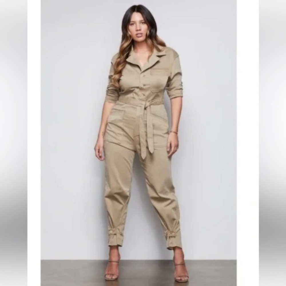Good American on duty khaki Tan Jumpsuit L
